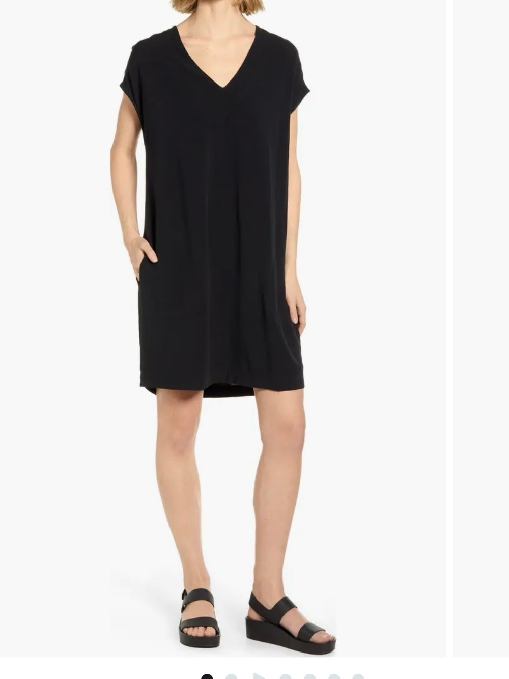 Splendid Evian Dress Womens  M 
 Black V Neck With pockets Relaxed Breezy Tunic